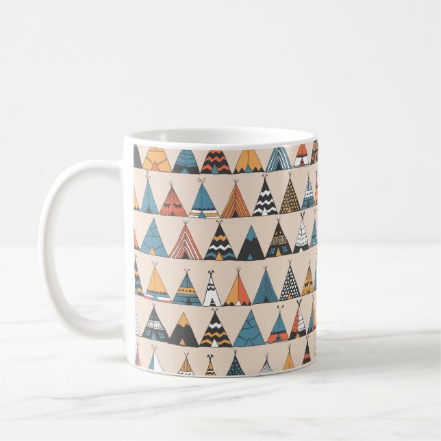 Mönster. Wigwam native american sommar tält Kaffemugg (Vänster)