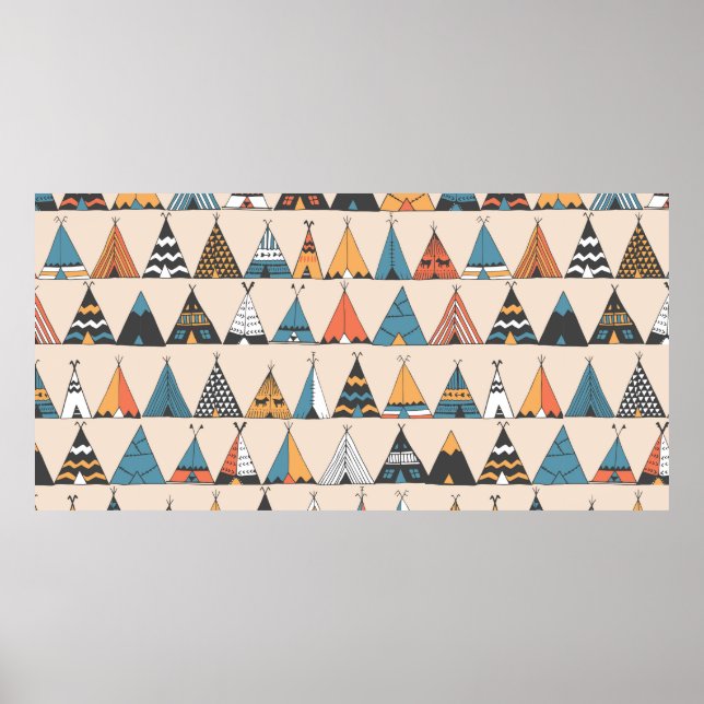 Mönster. Wigwam native american sommar tält Poster (Framsidan)