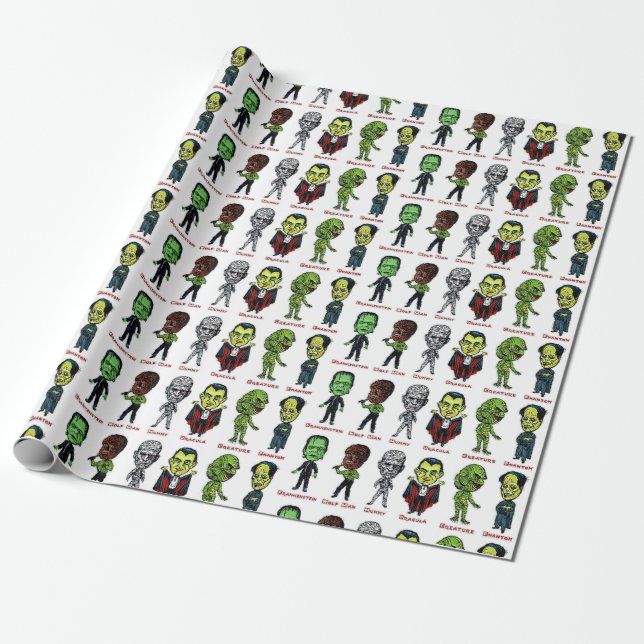 MONSTER WRAPPING PAPPRARE PRESENTPAPPER (Utrullad)