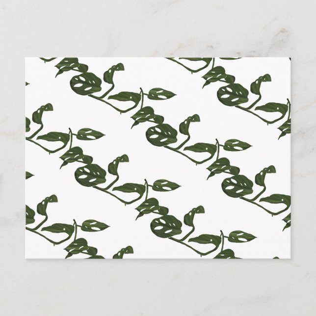 Monstera Adanosii ostblocket mönster grönt Vykort (Framsida)