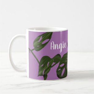 Monstera Adanosii Ostillustration Lila Kaffemugg