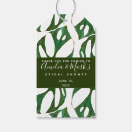 Monstera Adansonii blad bröllopsdusch fyrkantig pi Presentetikett