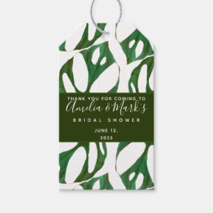 Monstera Adansonii blad bröllopsdusch fyrkantig pi Presentetikett