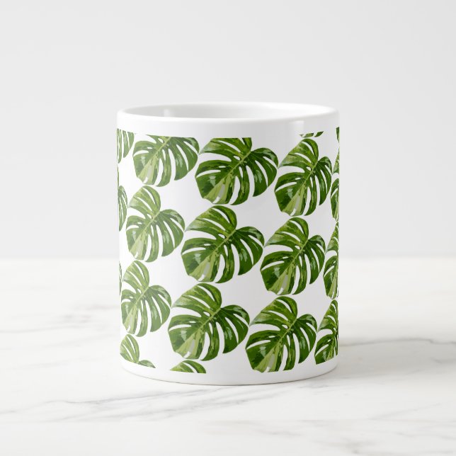 Monstera Albo Hero Leaf Mug — Rare Variegation Jumbo Mugg (Framsidan)