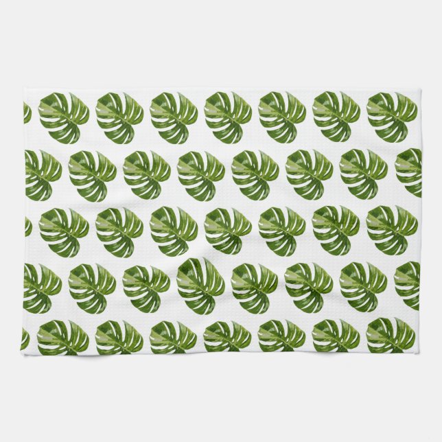 Monstera Albo Tropisk Köksdekor Kökshandduk (Horisontell)