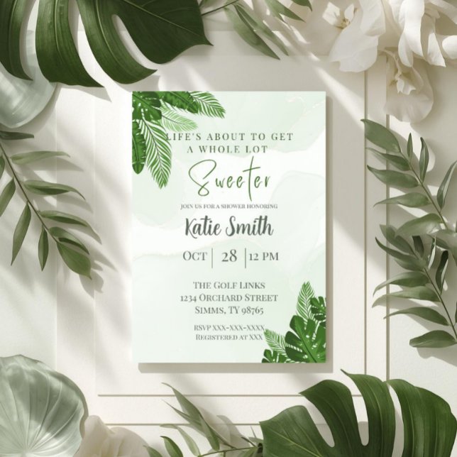 Monstera Baby Shower Inbjudan Tropisk Grönska (Skapare uppladdad)