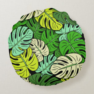 Monstera blad #3 rund kudde