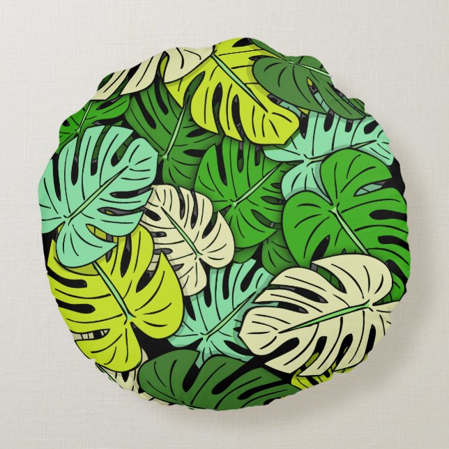 Monstera blad #3 rund kudde (Baksidan)
