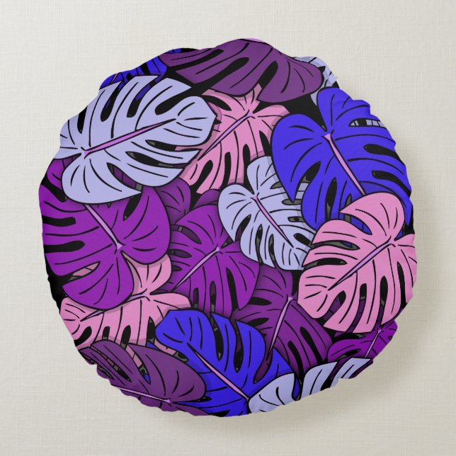 Monstera blad #4 rund kudde (Baksidan)