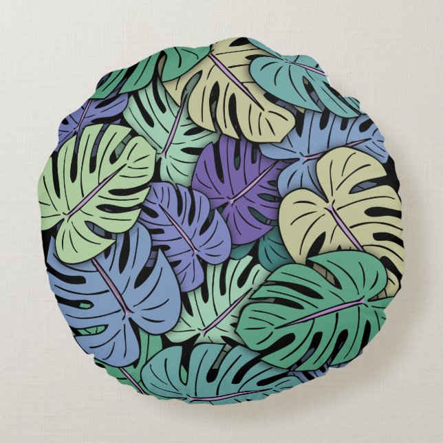 Monstera blad #6 rund kudde (Baksidan)