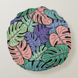 Monstera blad #8 rund kudde