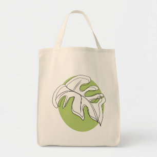 Monstera blad abstrakt växtillustration Grön Tygkasse