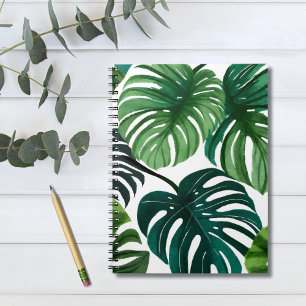 Monstera blad akvarell anteckningsbok