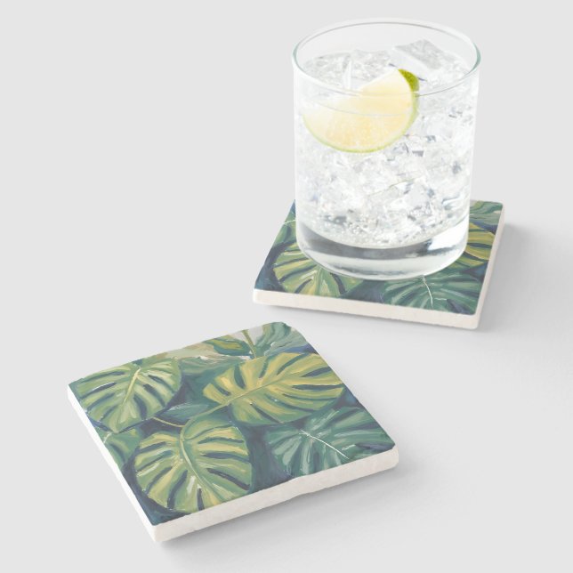 Monstera blad botanisk akvarell stenunderlägg (Sidan)