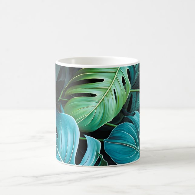 Monstera blad botanisk tropisk djungelbladverk  kaffemugg (Center)