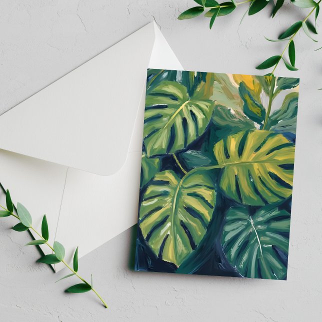 Monstera blad botanisk växtmålning kort (Skapare uppladdad)