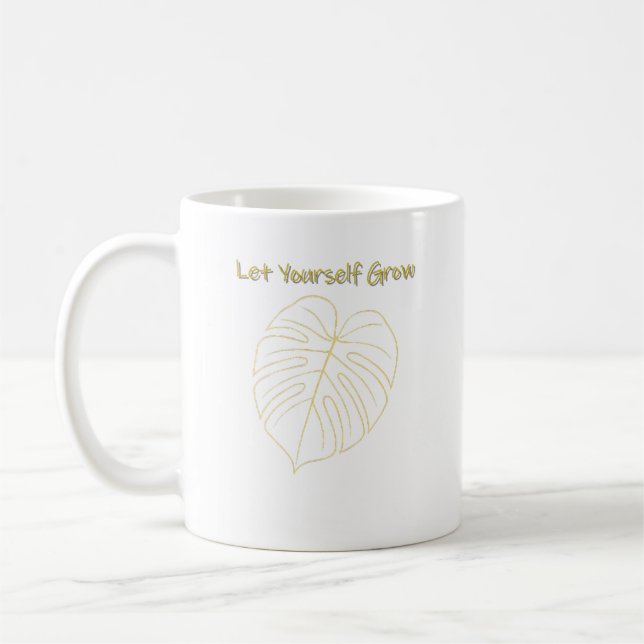 Monstera blad design. Låt dig själv växa Kaffemugg (Vänster)