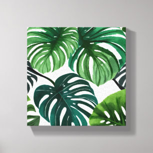 Monstera blad Enkel Modern Akvarell Canvastryck