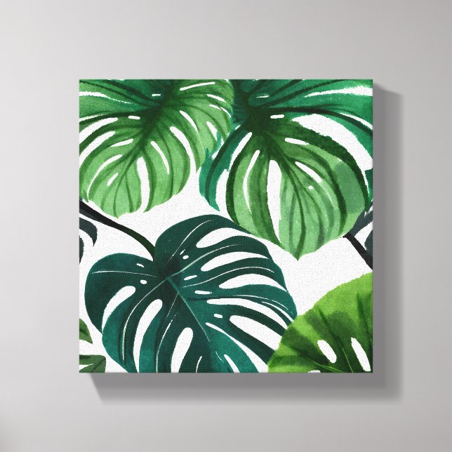 Monstera blad | Enkel Modern Akvarell Canvastryck (Framsida)