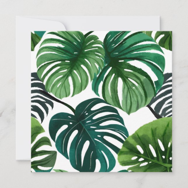 Monstera blad | Enkel Modern Akvarell Kort (Framsida)