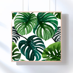 Monstera blad Enkel modern akvarell Poster