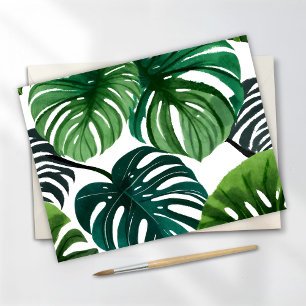 Monstera blad Enkel Modern Akvarell Vykort