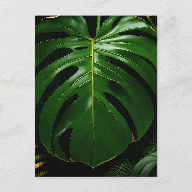 Monstera blad Gold Jungle Glamour Vykort (Framsida)