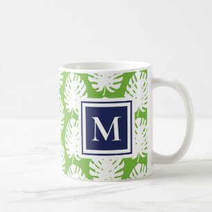 Monstera blad Grön Marin Modernt Monogram Kuststil Kaffemugg