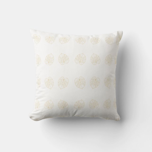 Monstera blad guld design.  kudde (Framsida)