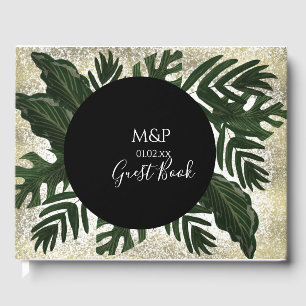 Monstera blad Handritad Grönska Bröllop Gästböcker