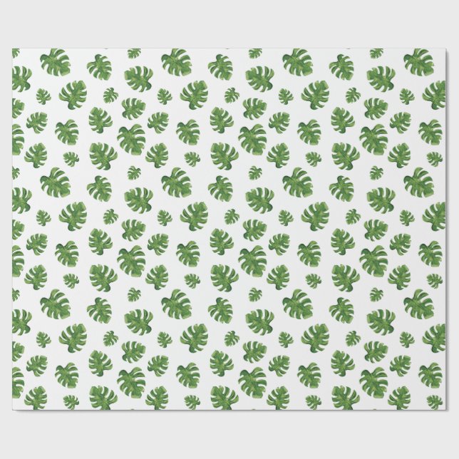 Monstera blad inpackningspapper 76 cm x 1,8 m presentpapper (Platt)