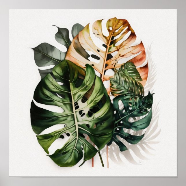 Monstera blad konsttryck poster (Framsidan)