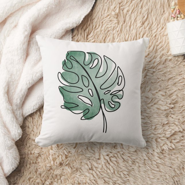 Monstera blad kudde (Filt)