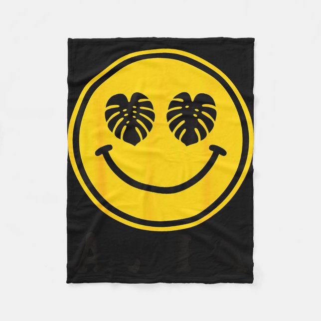 Monstera blad leende aloha hawaii strand tropisk fleecefilt (Framsidan)