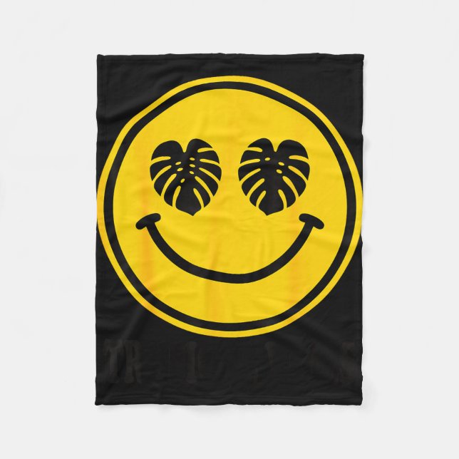 Monstera blad leende tropiska vibbar strand sommar fleecefilt (Framsidan)