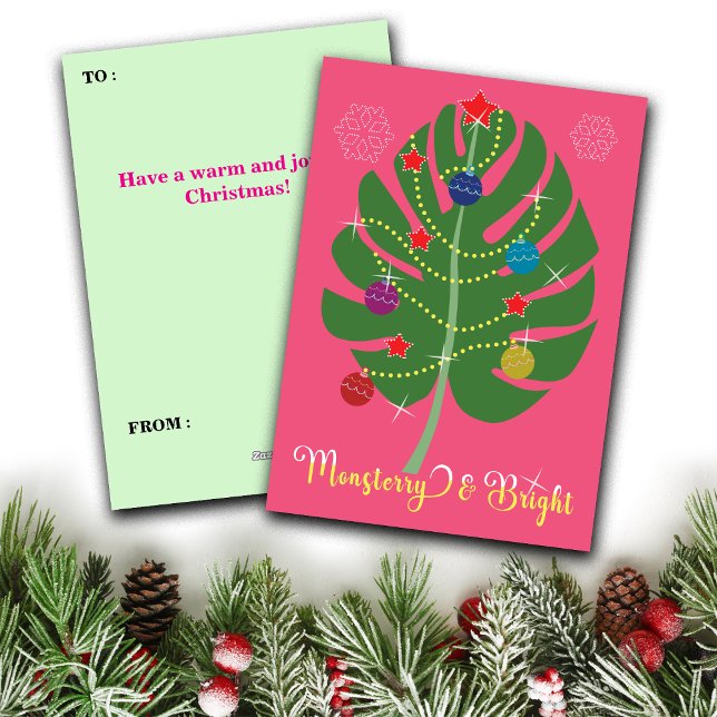 Monstera blad Monsterry & Ljus växtälskare Julkort (Skapare uppladdad)
