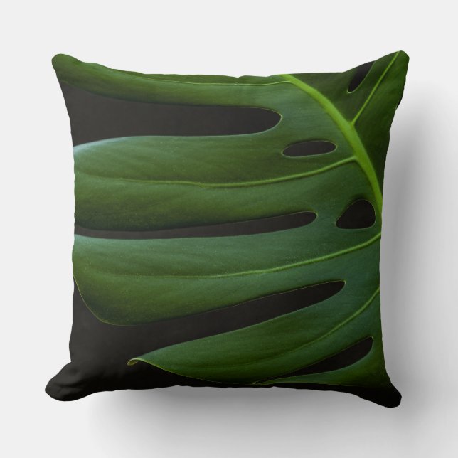Monstera blad närbild och personlig kudde (Framsida)
