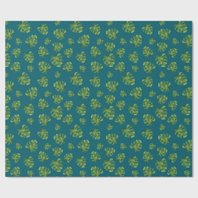 Monstera blad presentpapper 76 cm x 1,8 m (Platt)