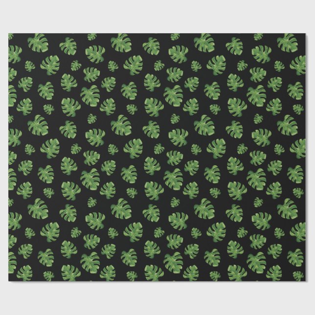 Monstera blad presentpapper 76 cm x 1,8 m (Platt)