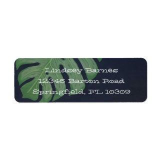 Monstera blad returadress etikett