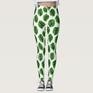 Monstera blad Tropiskt Mönster Leggings