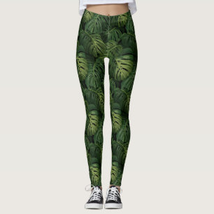 Monstera blad Tropiskt Mönster Leggings