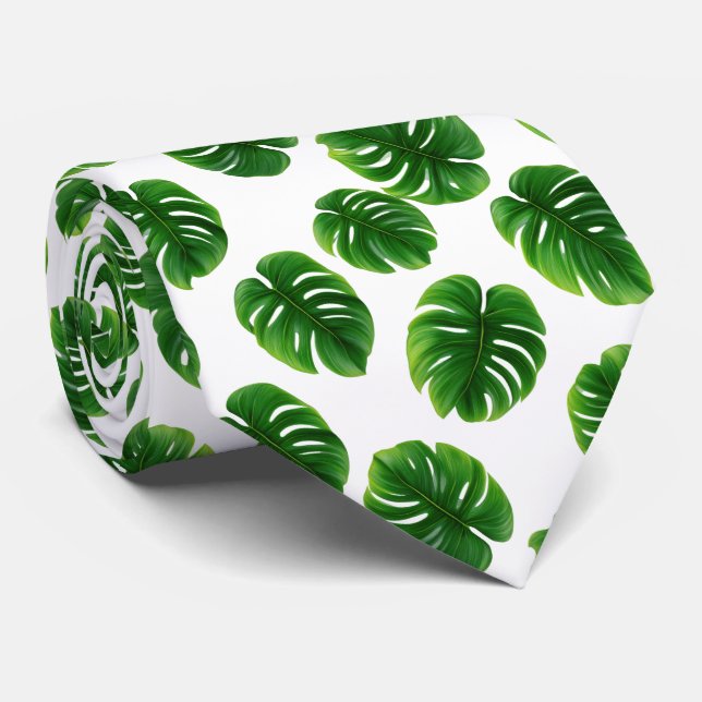 Monstera blad Tropiskt Mönster Slips (Rullad)