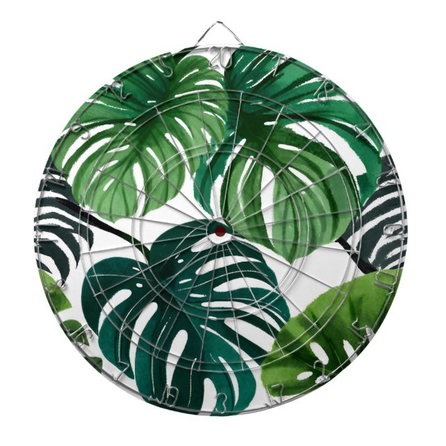 Monstera blad vattenfärg modern botanik darttavla (Framsidan)