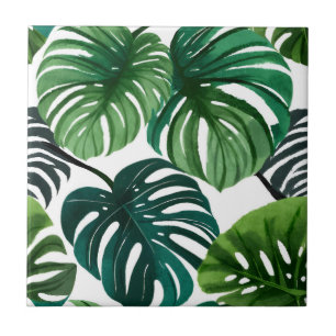 Monstera blad vattenfärg modern botanisk konst kakelplatta