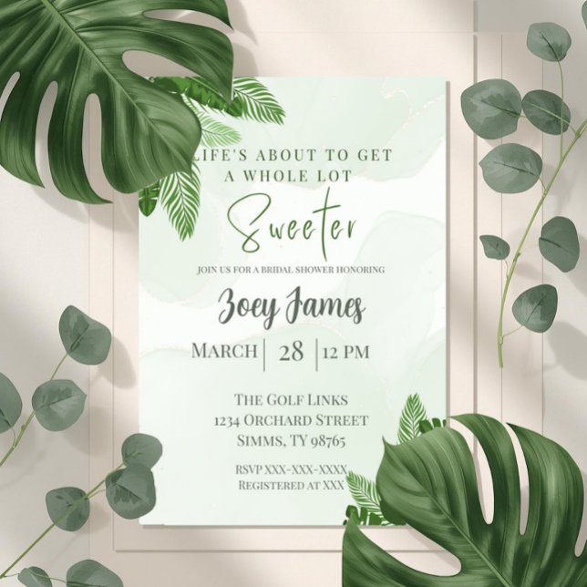 Monstera Bridal Shower Invitation Tropical Greener Inbjudningar (Skapare uppladdad)