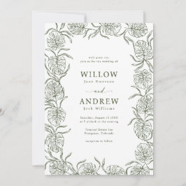 Monstera bröllopsinbjudan inbjudningar