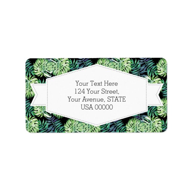 Monstera Deliciosa Hawaiian Island Tropiks Löv Adressetikett (Framsidan)