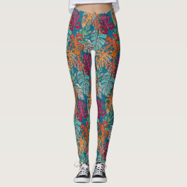 monstera deliciosa peacock leggings
