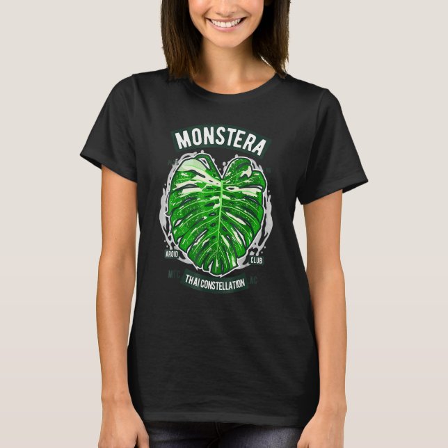 Monstera Deliciosa Thai Constellation Botany T Shirt (Framsida)